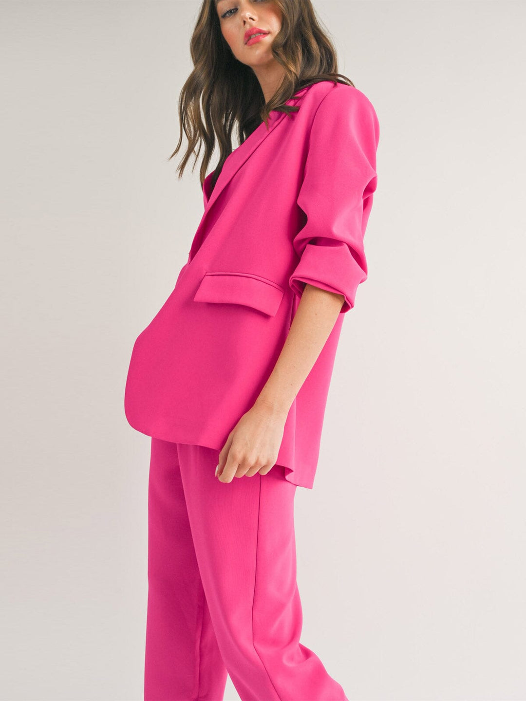 WOMEN'S LONG SLEEVE OPEN BUTTON CLOSURE BLAZER