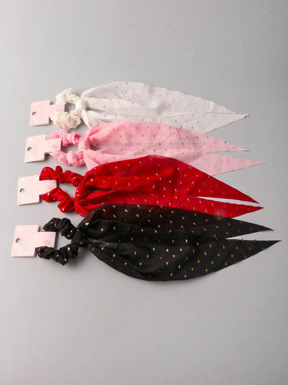 FASHION ASSORTED COLORS HEART PRINT SCRUNCHIES