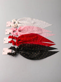 FASHION ASSORTED COLORS HEART PRINT SCRUNCHIES