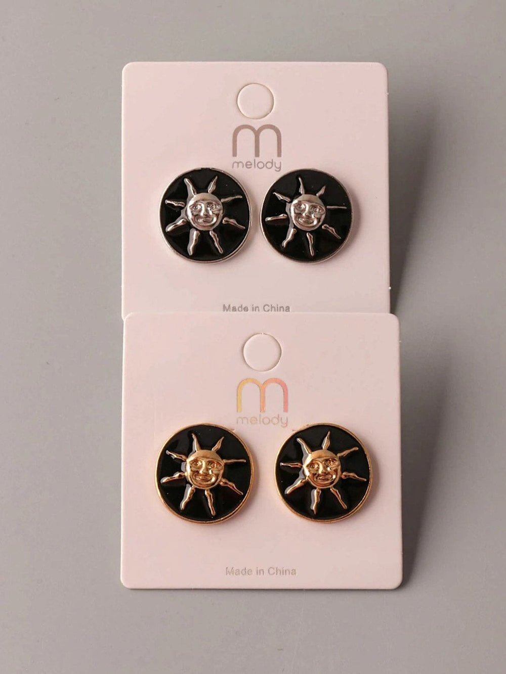 FASHION GOLD & SILVER SUN EARRINGS