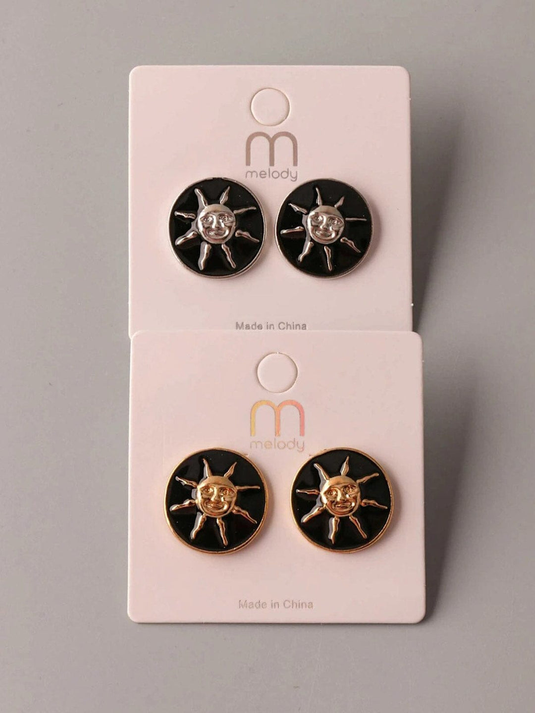 FASHION GOLD & SILVER SUN EARRINGS