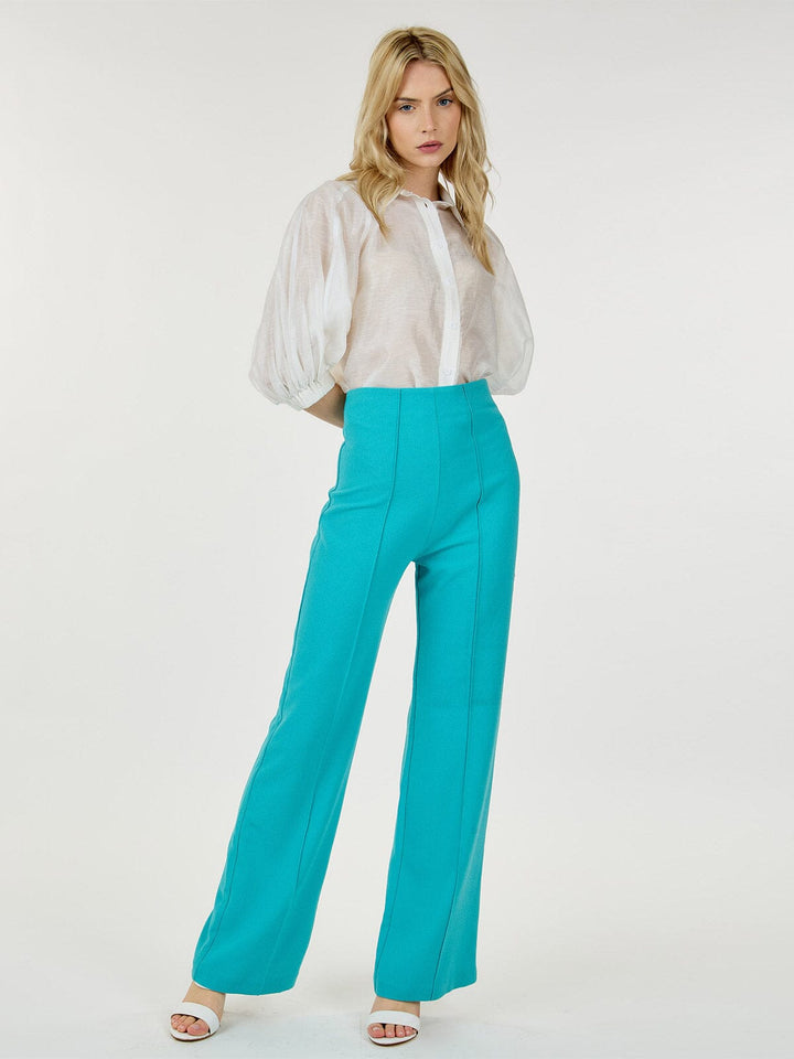 WOMEN'S ZIP UP WIDE LEG PANTS