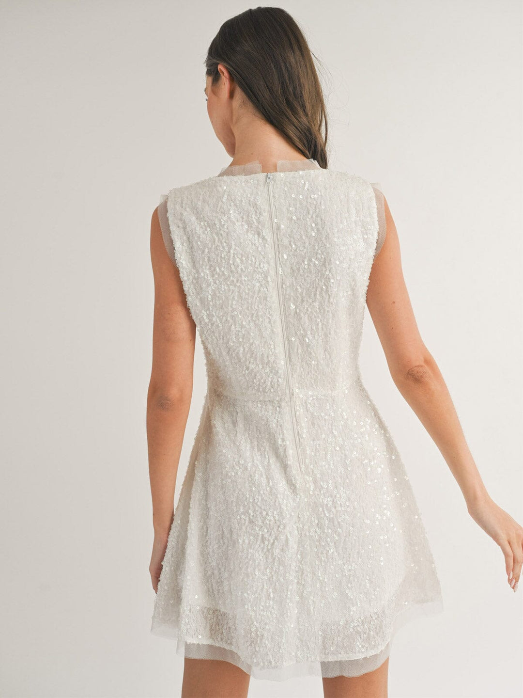 WOMEN'S SLEEVELESS FIT & FLARE SEQUINS MINI DRESS