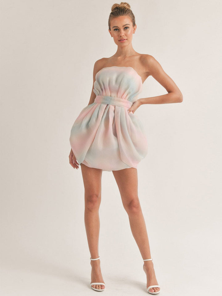 WOMEN'S SLEEVELESS TIE DYE TUBE MINI DRESS