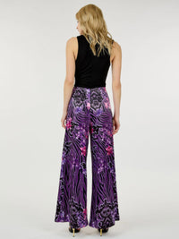 WOMEN'S ZIP UP MULTI PRINT WIDE LEG PANTS