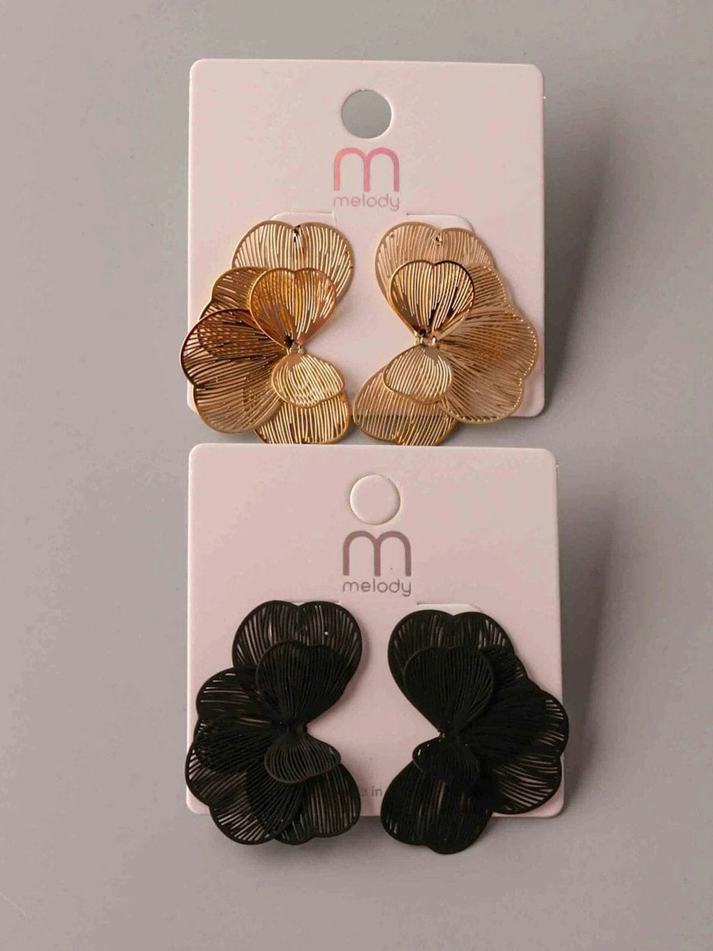 FASHION GOLD & BLACK FLOWER EARRINGS