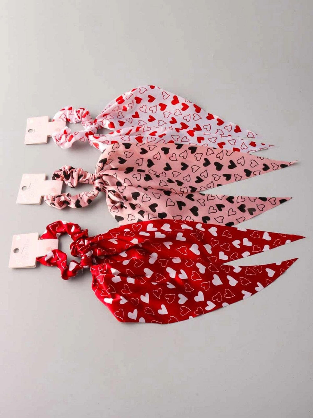 FASHION ASSORTED COLORS HEART PRINT SCRUNCHIES