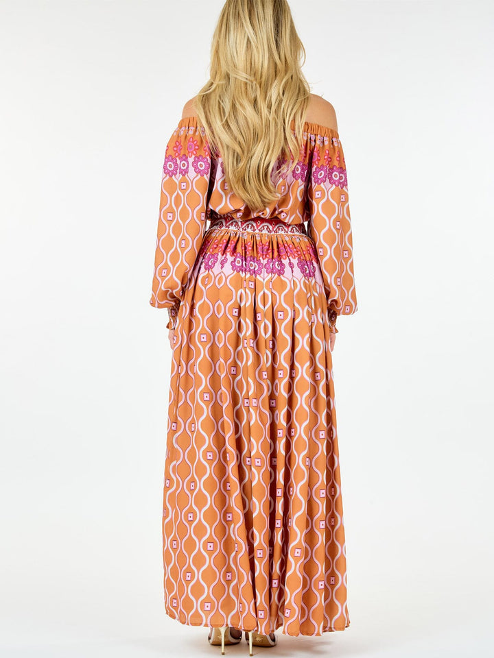 WOMEN'S LONG SLEEVE TOP & MAXI SKIRT MULTI PRINT SET