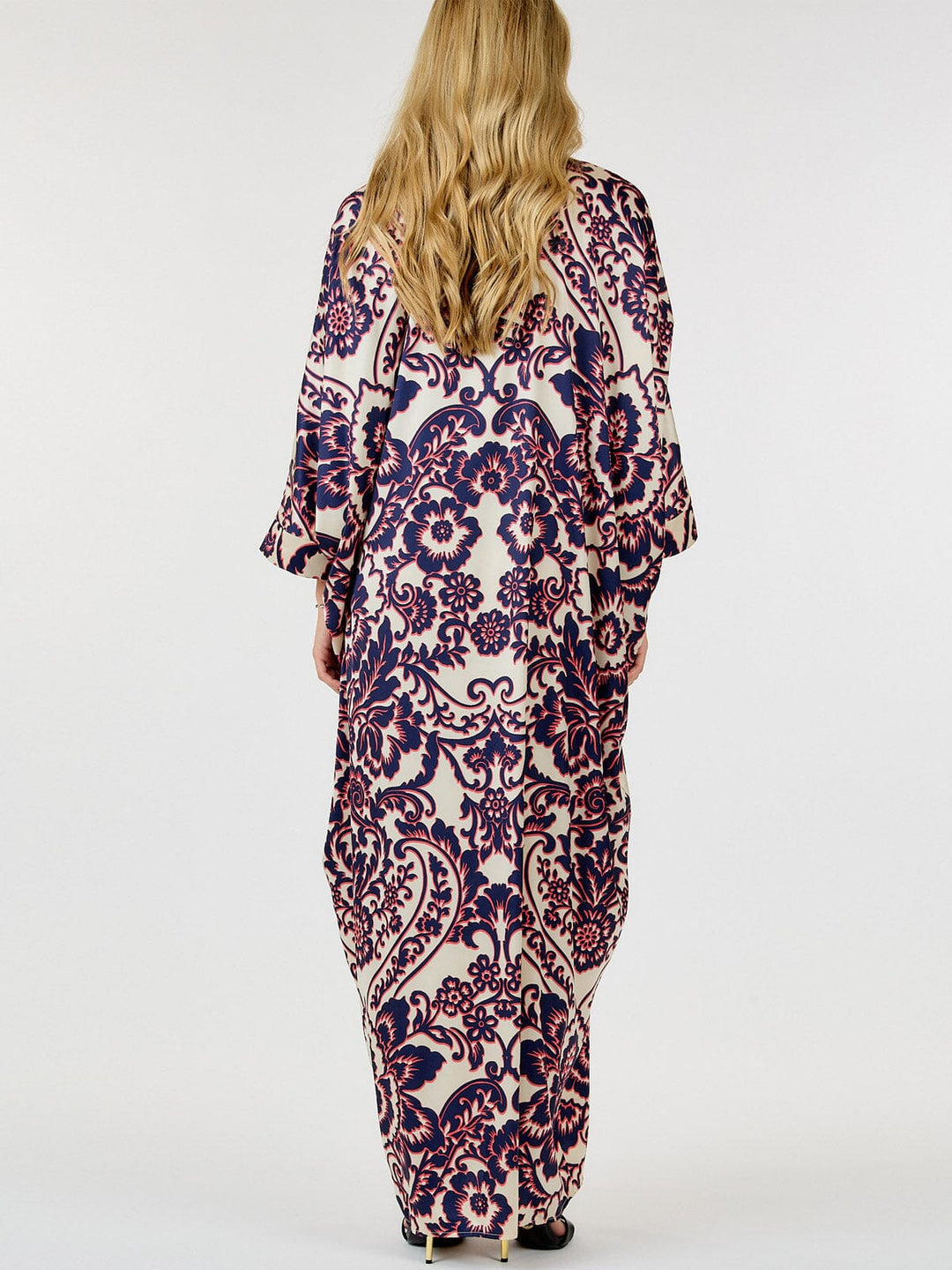 WOMEN'S LONG SLEEVE BUTTON UP TUNIC MULTI PPRINT MAXI DRESS