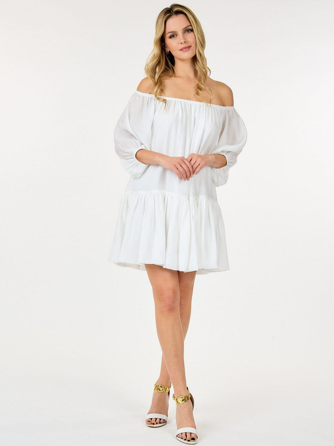 WOMEN'S SHORT PUFF SLEEVE LOOSE FIT MINI DRESS