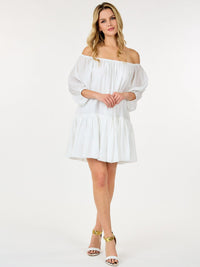 WOMEN'S SHORT PUFF SLEEVE LOOSE FIT MINI DRESS