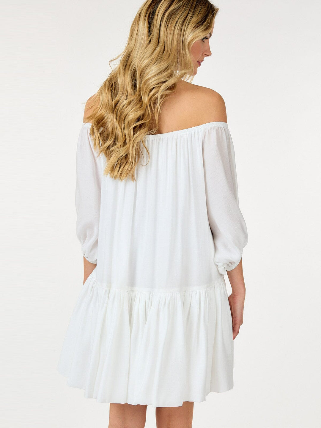 WOMEN'S SHORT PUFF SLEEVE LOOSE FIT MINI DRESS