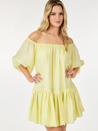 WOMEN'S SHORT PUFF SLEEVE LOOSE FIT MINI DRESS