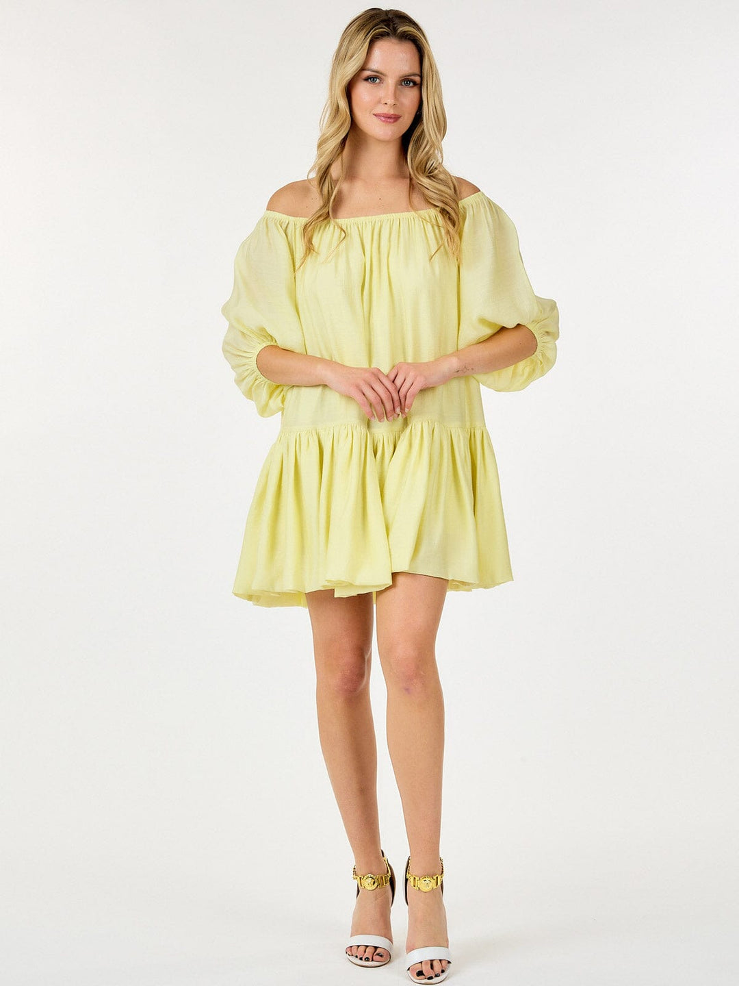 WOMEN'S SHORT PUFF SLEEVE LOOSE FIT MINI DRESS