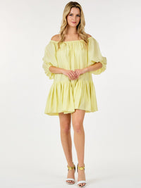 WOMEN'S SHORT PUFF SLEEVE LOOSE FIT MINI DRESS