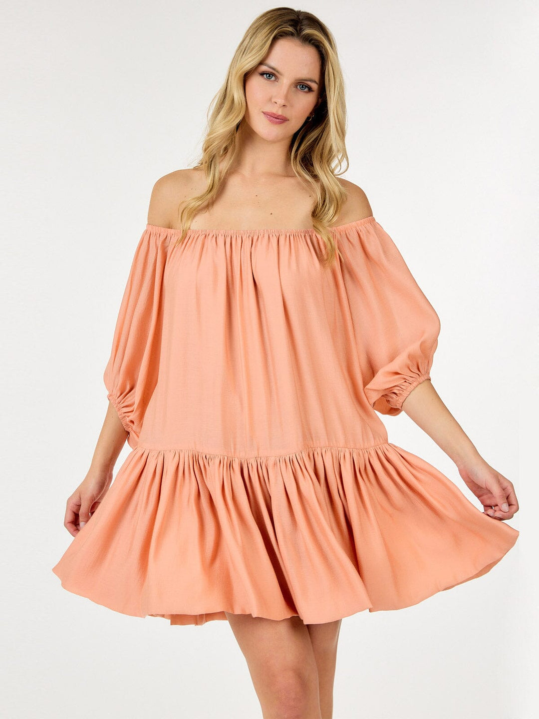 WOMEN'S SHORT PUFF SLEEVE LOOSE FIT MINI DRESS