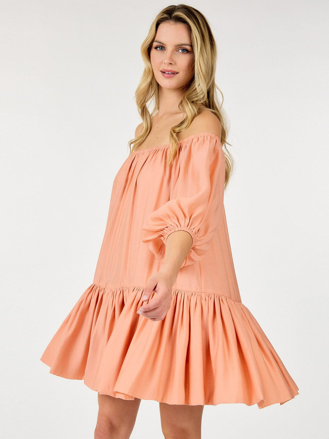 WOMEN'S SHORT PUFF SLEEVE LOOSE FIT MINI DRESS