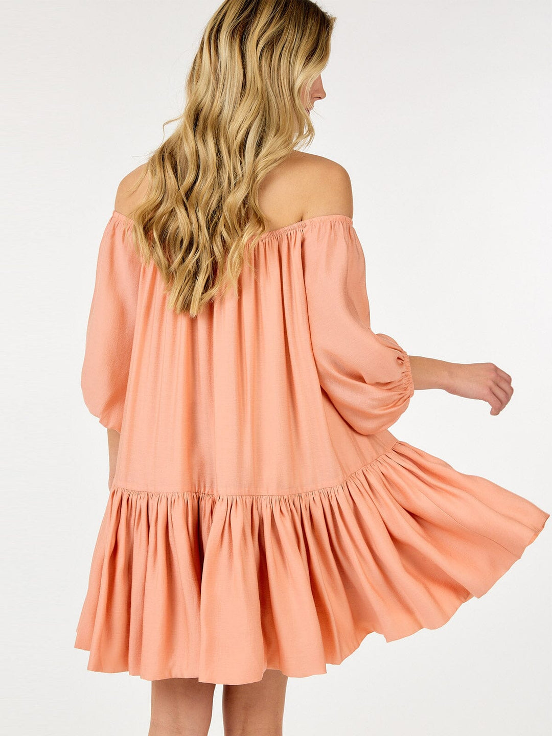 WOMEN'S SHORT PUFF SLEEVE LOOSE FIT MINI DRESS