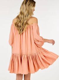 WOMEN'S SHORT PUFF SLEEVE LOOSE FIT MINI DRESS