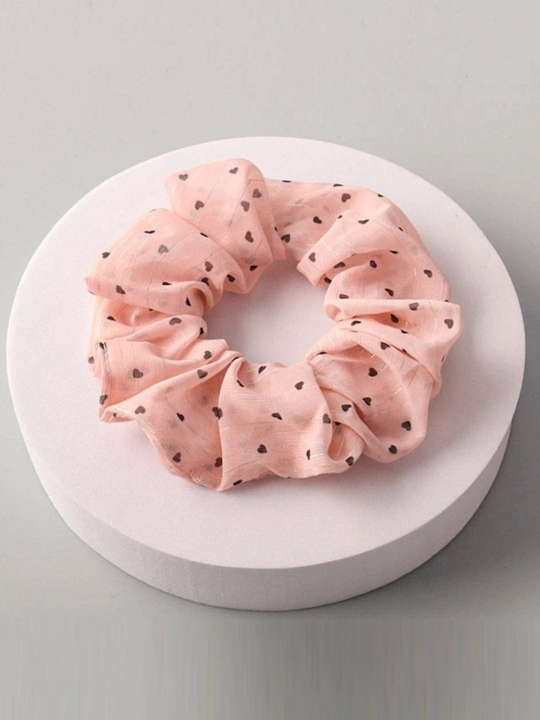 FASHION ASSORTED COLORS HEART PRINT SCRUNCHIES