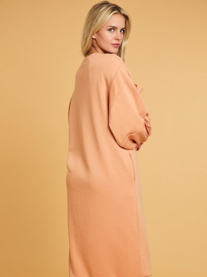 WOMEN'S LONG SLEEVE TUNIC LOOSE FIT MIDI SWEATER DRESS