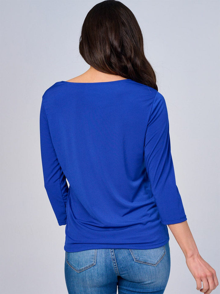 WOMEN'S 3/4 SLEEVE NECK DETAILED BLOUSE
