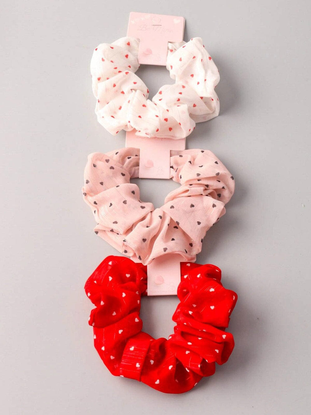 FASHION ASSORTED COLORS HEART PRINT SCRUNCHIES