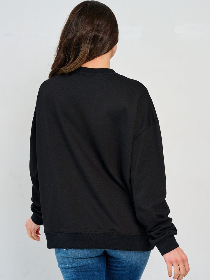 WOMEN'S LONG SLEEVE GRAPHIC STUDS PULLOVER SWEATER