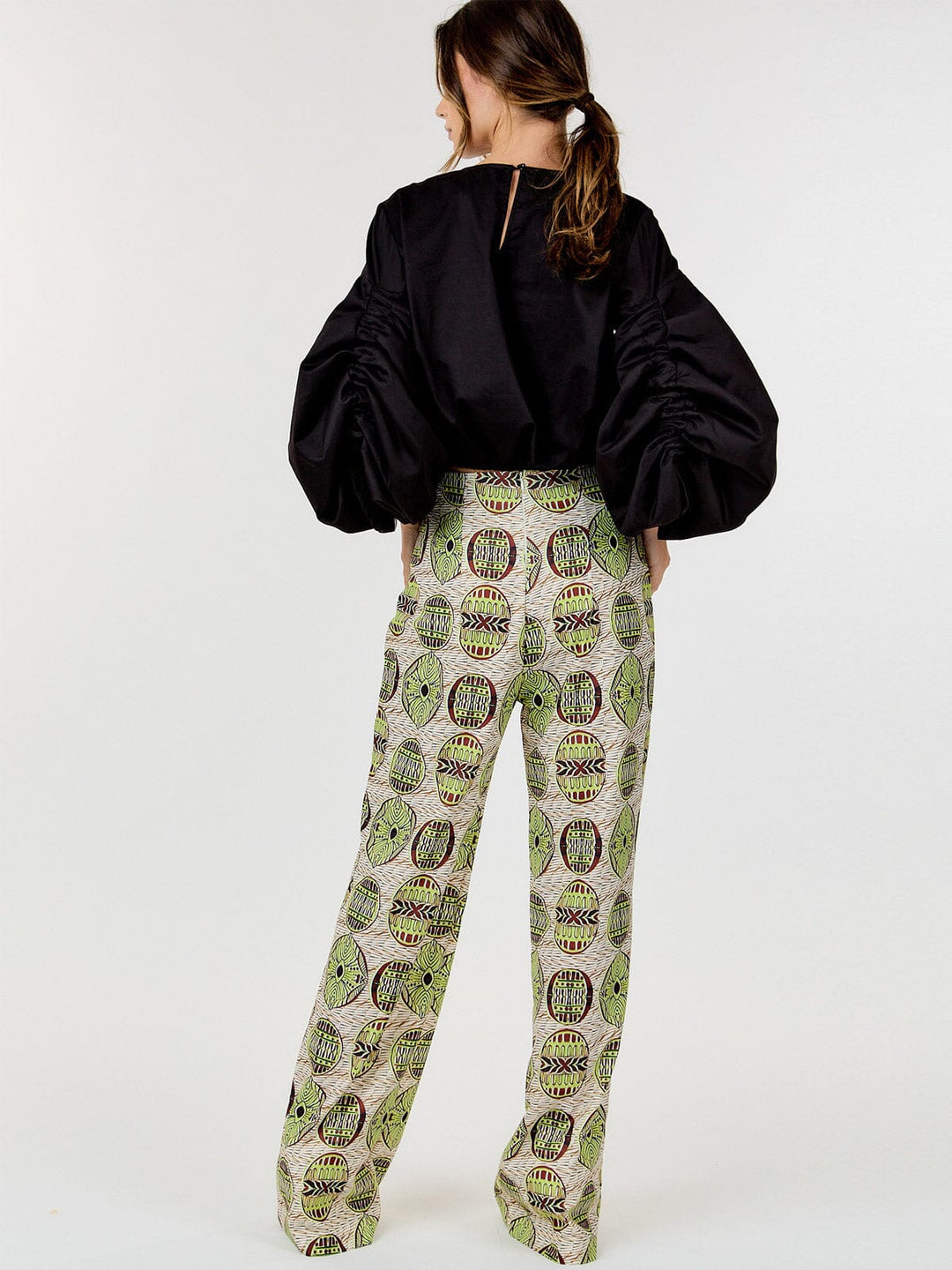 WOMEN'S ZIP UP MULTI PRINT WIDE LEG PANTS
