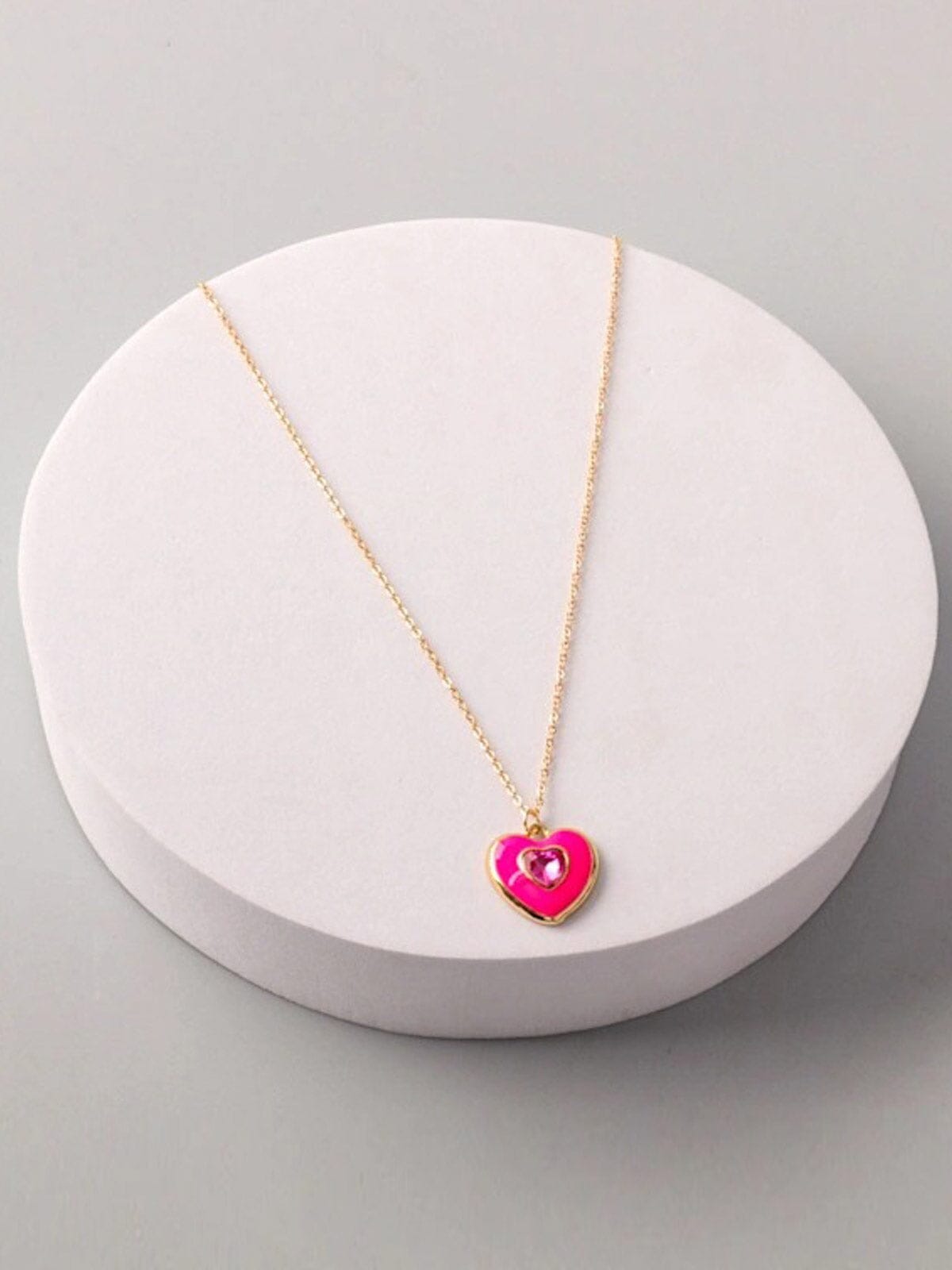 FASHION RED & PINK HEART PENDANT NECKLACE