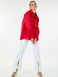 WOMEN'S ZIP UP FRONT SLIT WIDE LEG PANTS