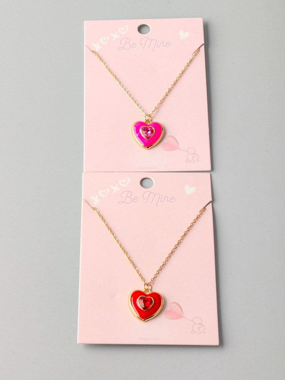 FASHION RED & PINK HEART PENDANT NECKLACE
