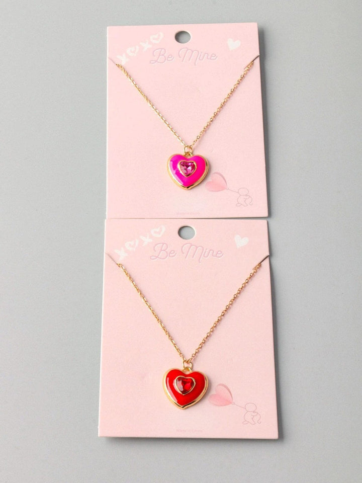 FASHION RED & PINK HEART PENDANT NECKLACE