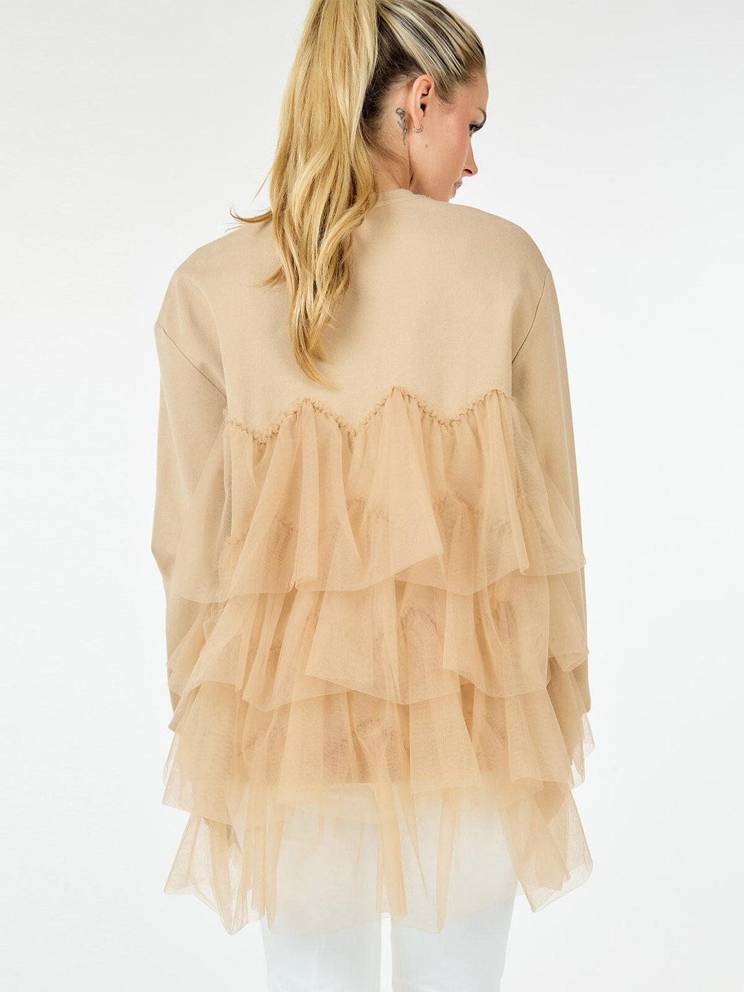 WOMEN'S LONG SLEEVE RUFFLE TIERED DETAILED BLOUSE