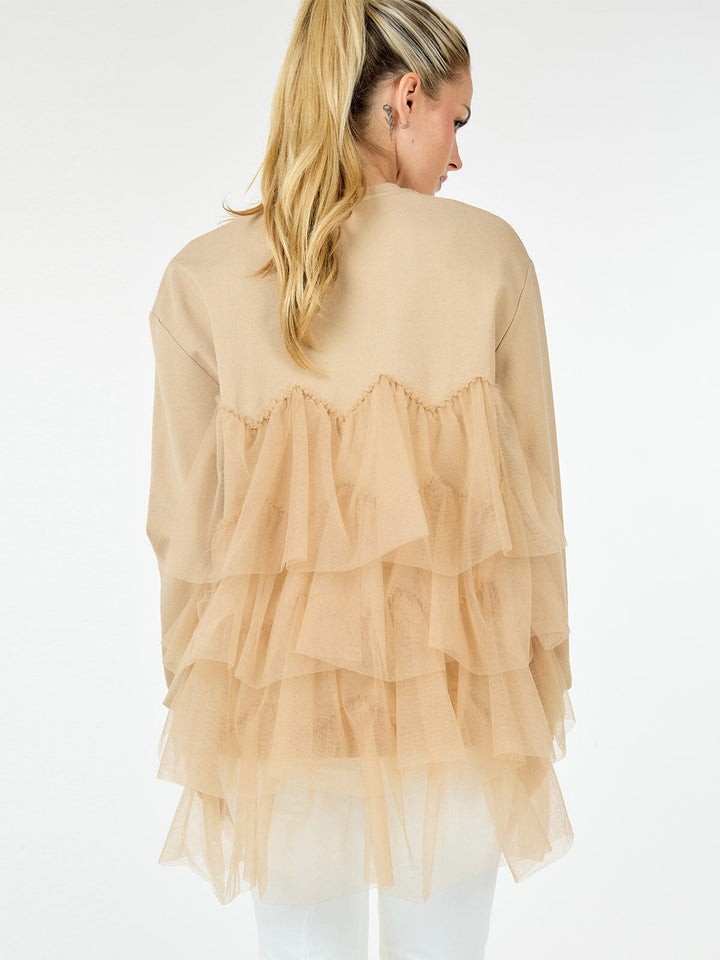 WOMEN'S LONG SLEEVE RUFFLE TIERED DETAILED BLOUSE