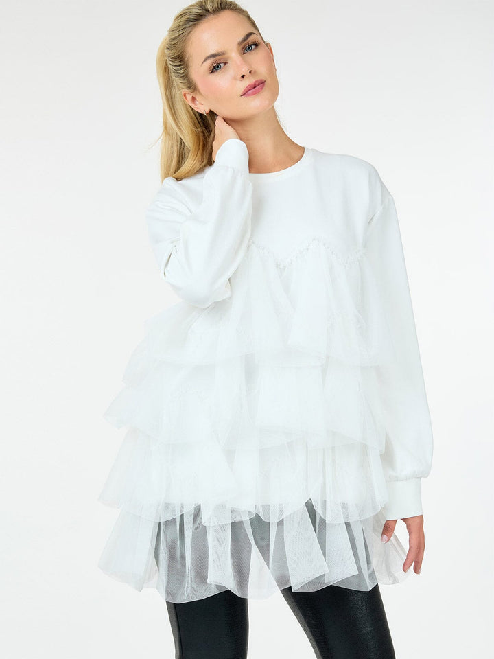 WOMEN'S LONG SLEEVE RUFFLE TIERED DETAILED BLOUSE