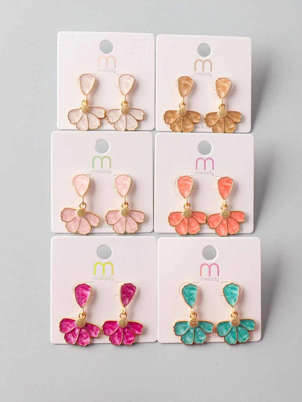 FASHION ASSORTED COLORS FLOWERS EARRINGS