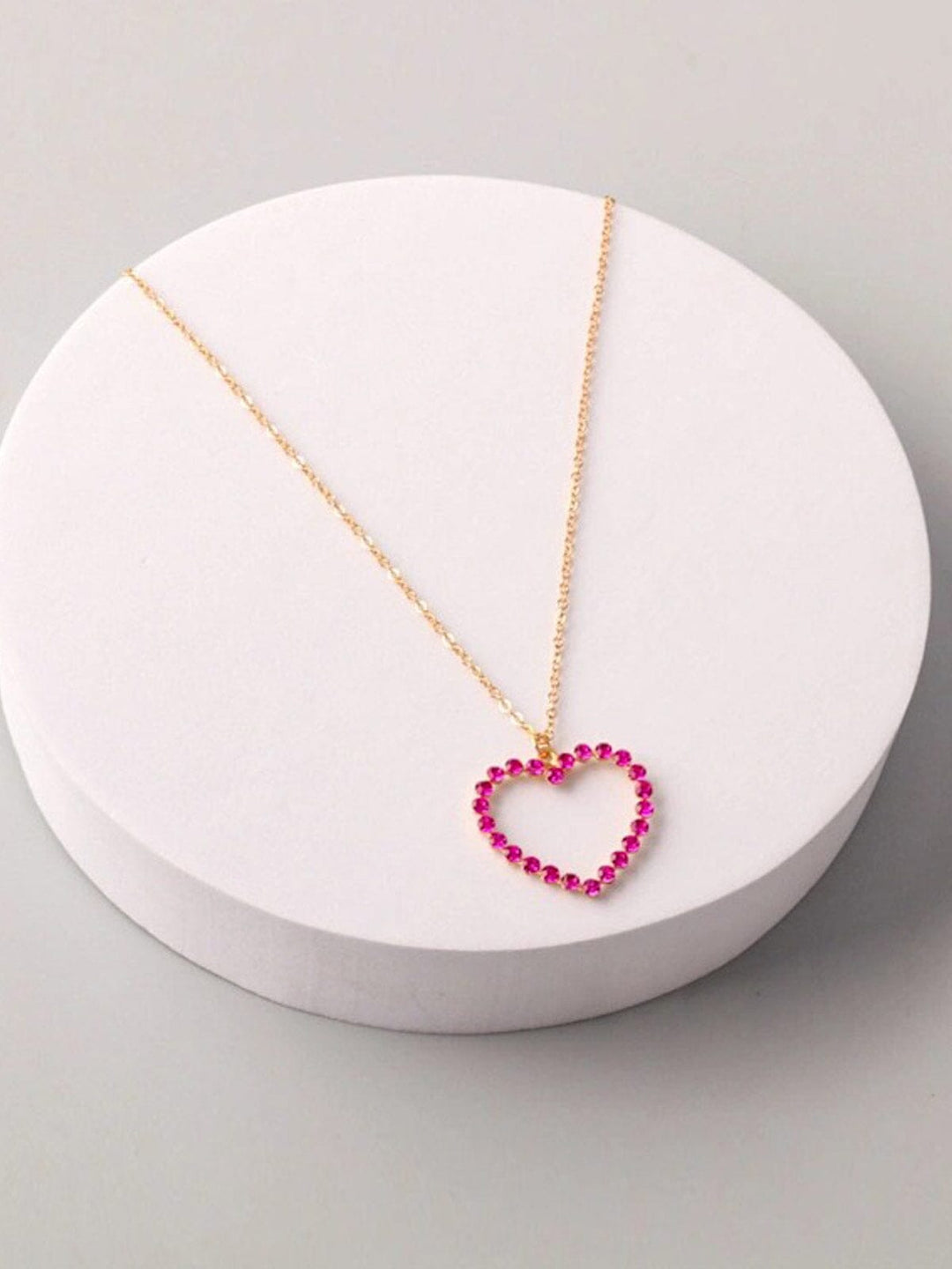 FASHION ASSORTED COLORS HEART PENDANT NECKLACE