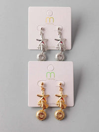 FASHION GOLD & SILVER SEA LIFE HANGING EARRINGS