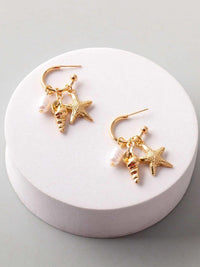 FASHION GOLD & SILVER SEA LIFE HANGING EARRINGS