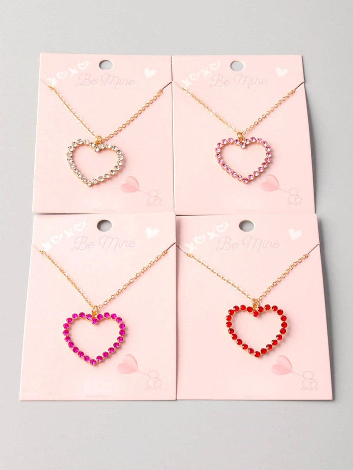 FASHION ASSORTED COLORS HEART PENDANT NECKLACE