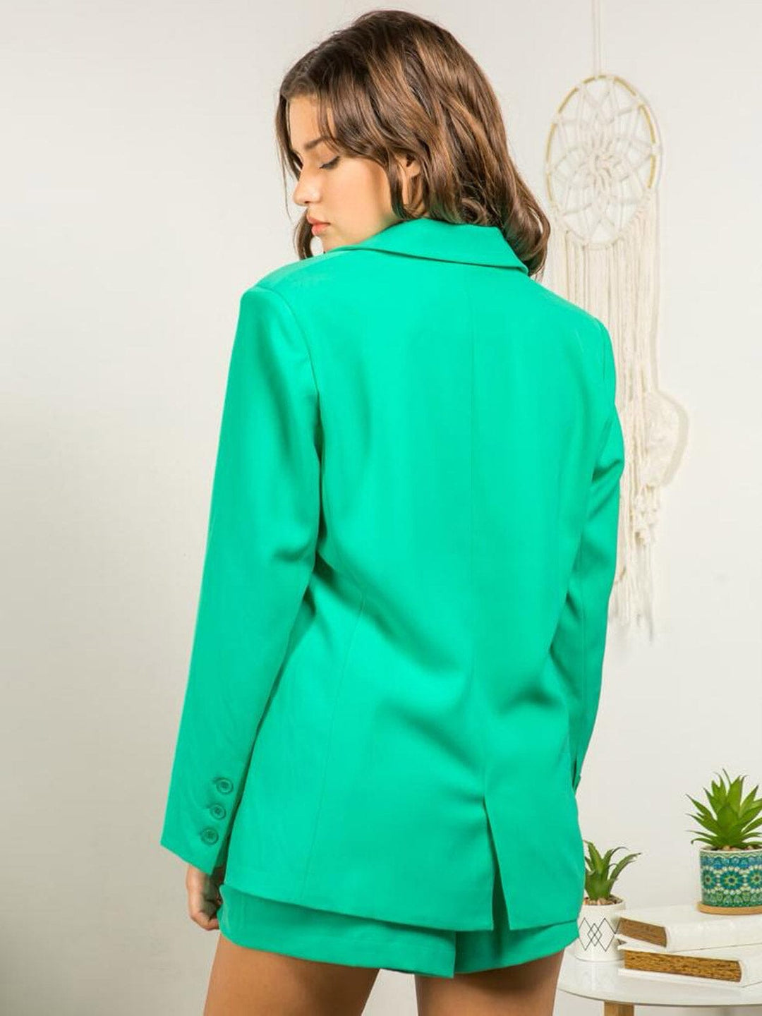WOMEN'S LONG SLEEVE BLAZER & BELTED SHORTS 2PC. SET