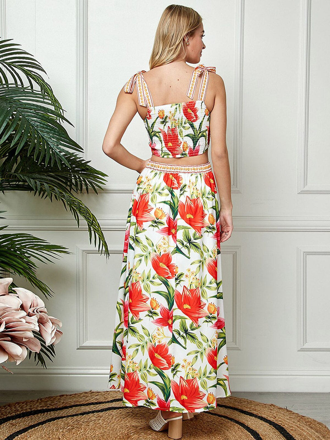 WOMEN'S SLEEVELESS CROP TOP & MAXI SKIRT FLORAL 2PC.SET
