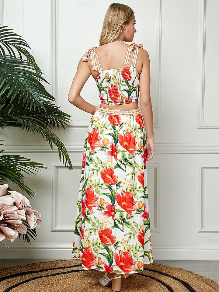 WOMEN'S SLEEVELESS CROP TOP & MAXI SKIRT FLORAL 2PC.SET