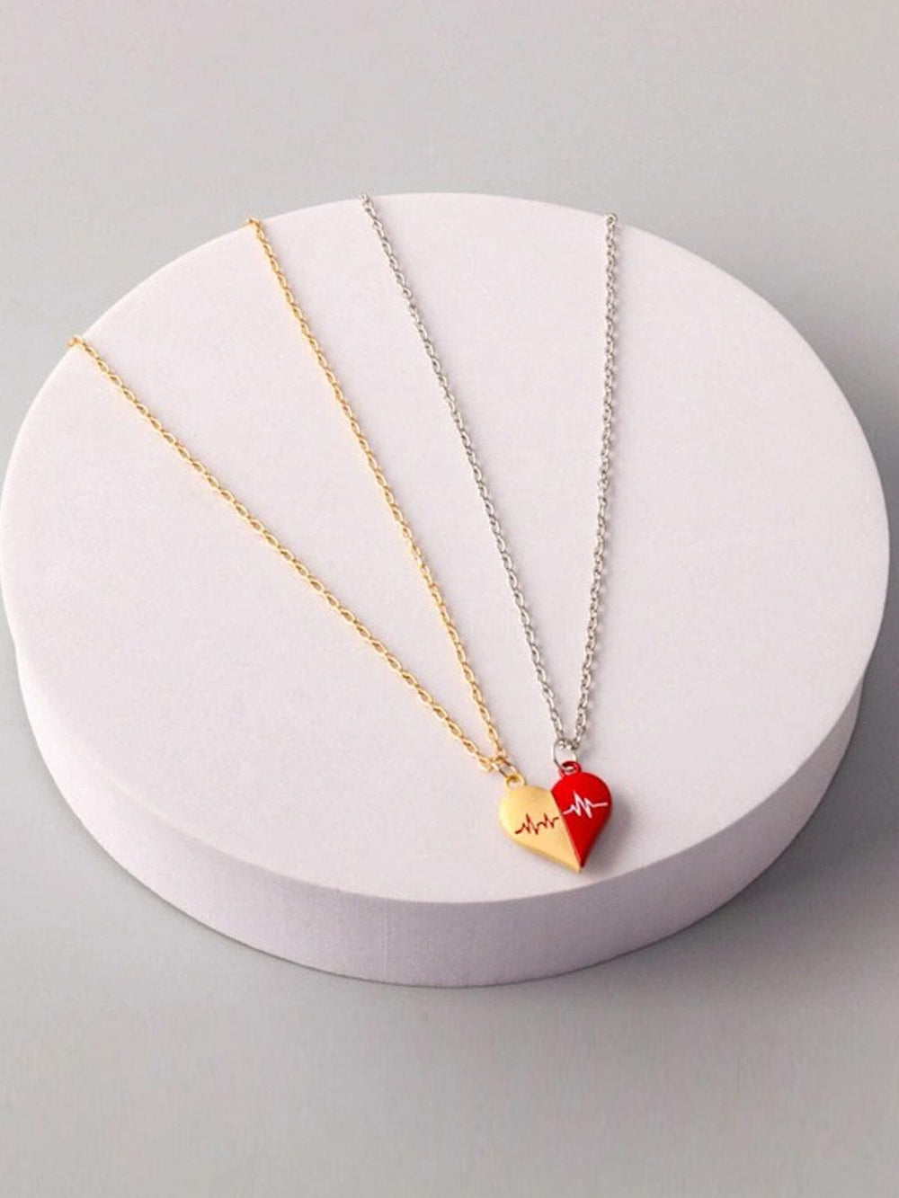 FASHION GOLD & SILVER HEART PENDANT NECKLACE