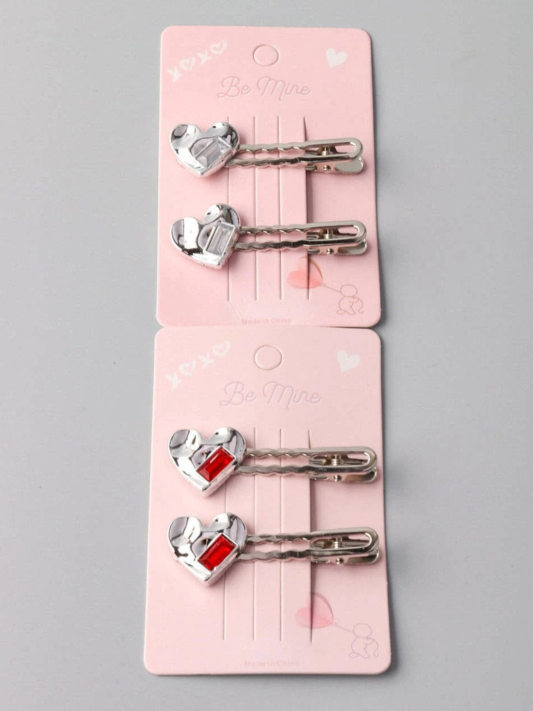 FASHION ASSORTED COLORS HEART STONES HAIR CLIPS