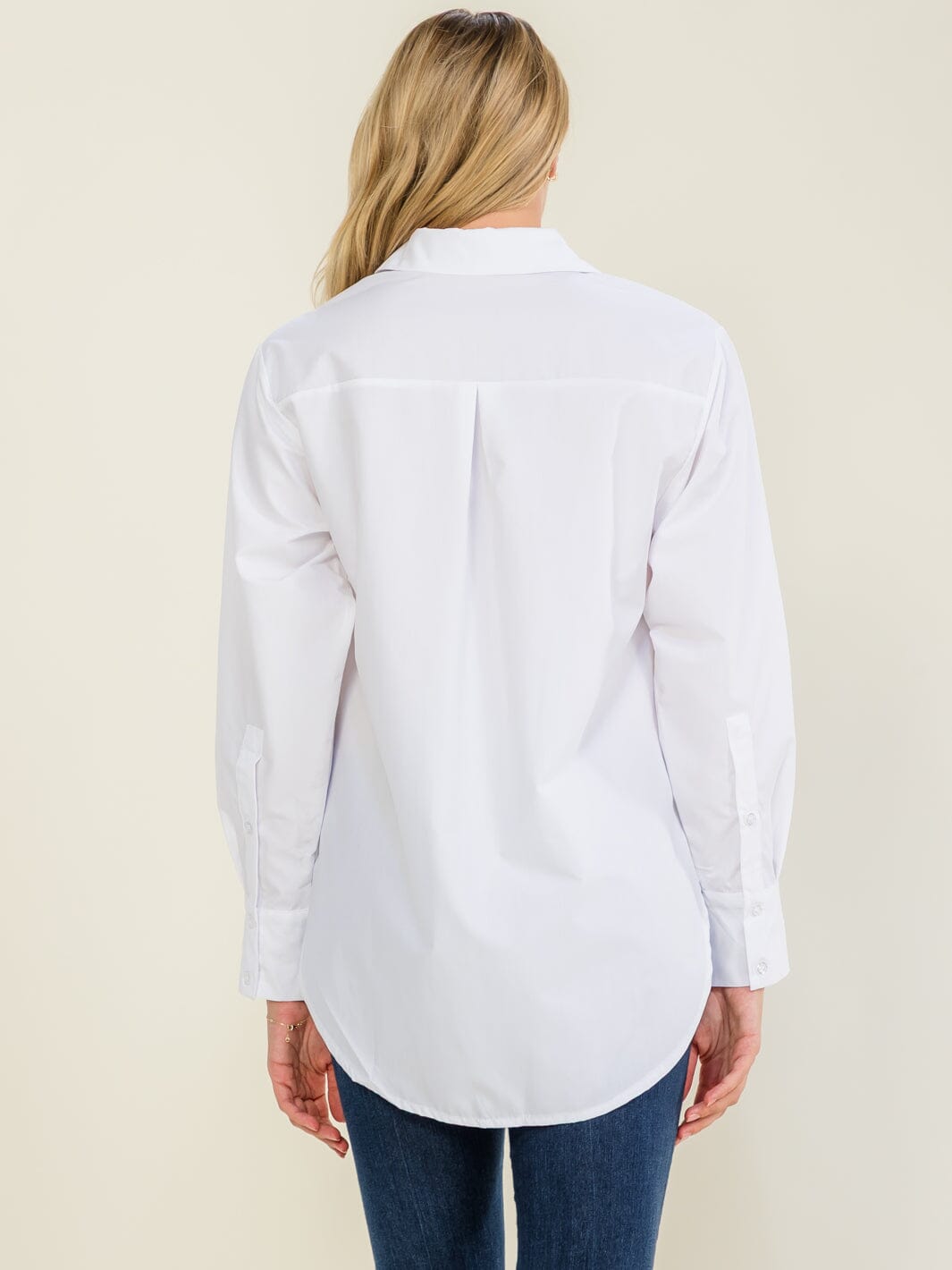 WOMEN'S LONG SLEEVE BUTTON UP DETAILED SHIRT