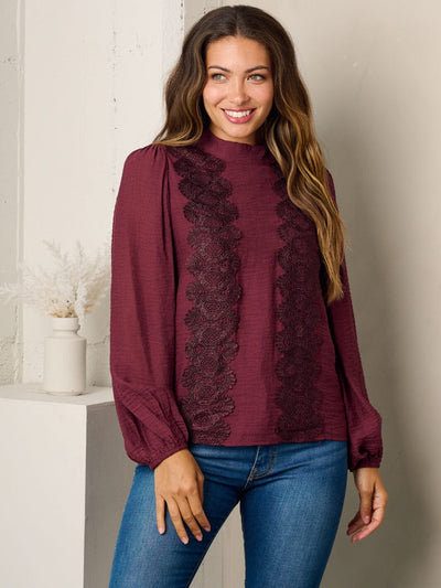 WOMEN'S LONG SLEEVE FRONT DETAILED BLOUSE TOP