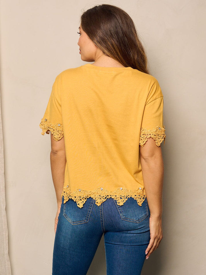 WOMEN'S SHORT SLEEVE TRIM DETAILED TOP