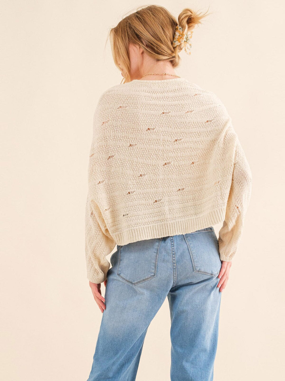 WOMEN'S LONG SLEEVE LOOSE FIT KNIT TOP